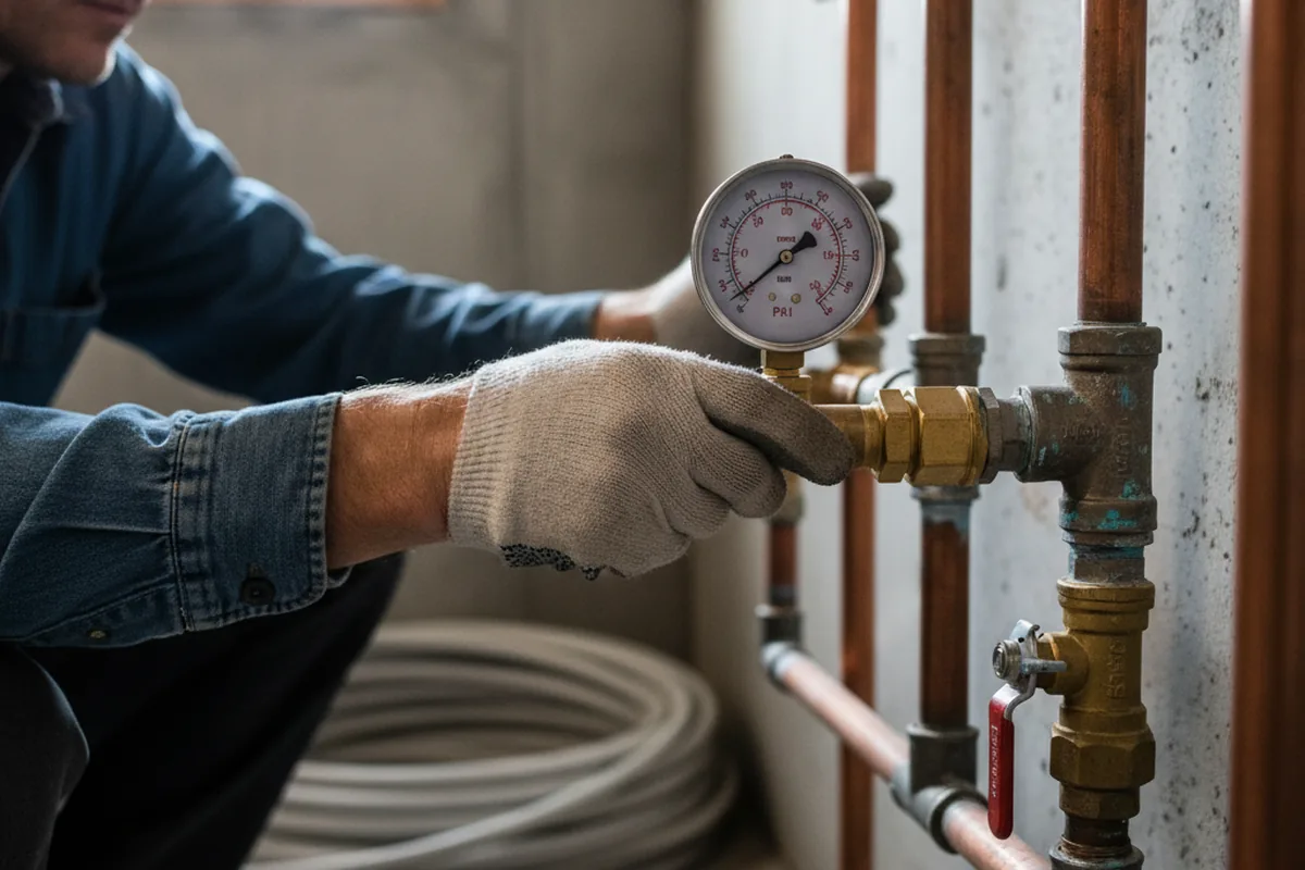 Pressure testing a repaired line during Water Line Repair in Elmora